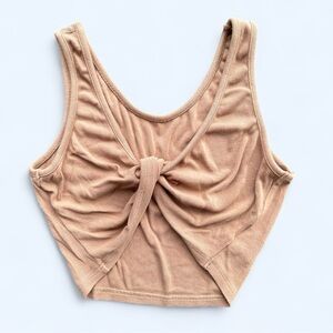 Shein Two Way Ribbed Crop Sleeveless Twist Tank in Brown/Tan Size Small